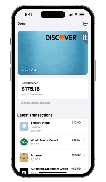 iPhone Apple Pay screen with transaction list